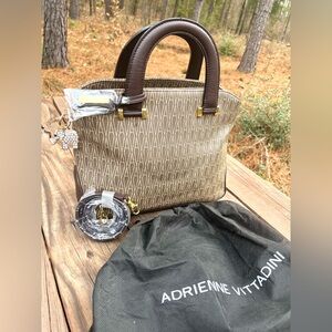 Vintage Adrienne Vittadini Handbag Purse & Dust Bag & Crossbody Strap NWT NEW